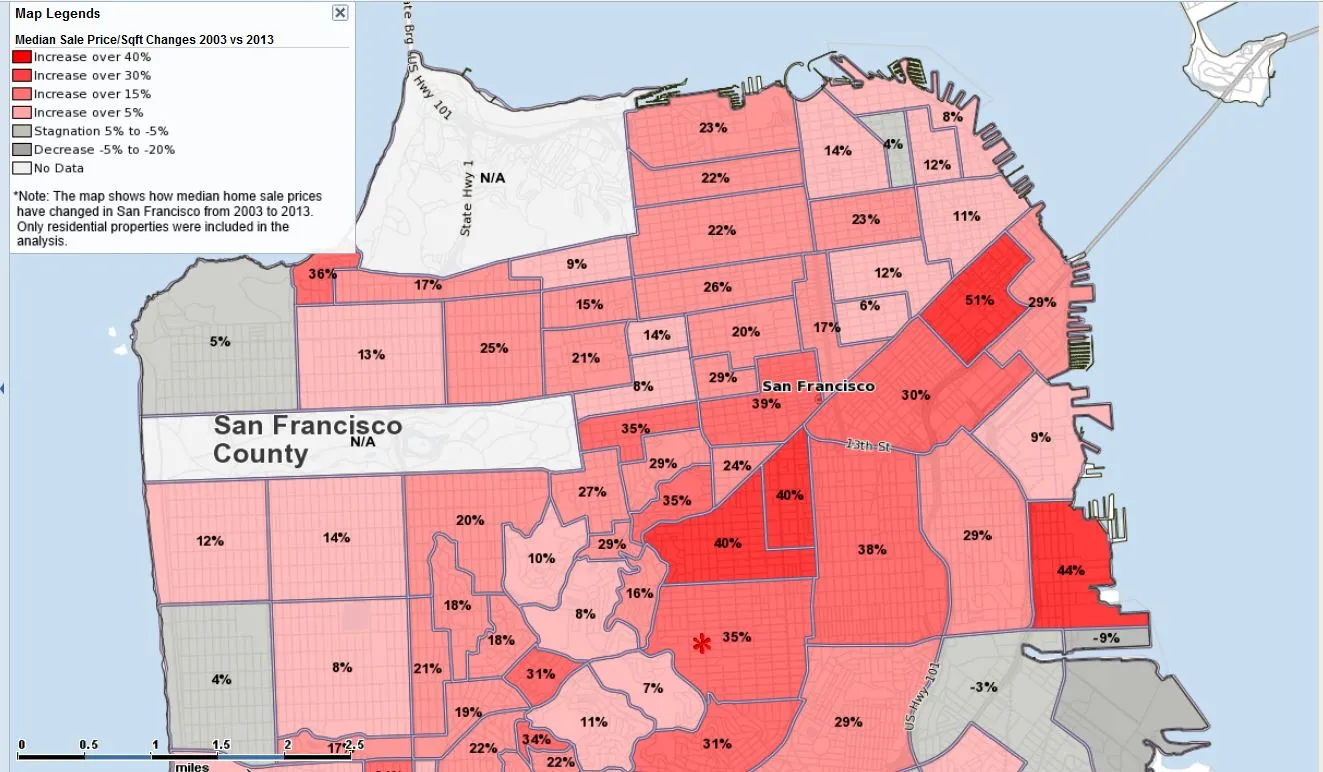San Francisco Home Price Changes by Neighborhood