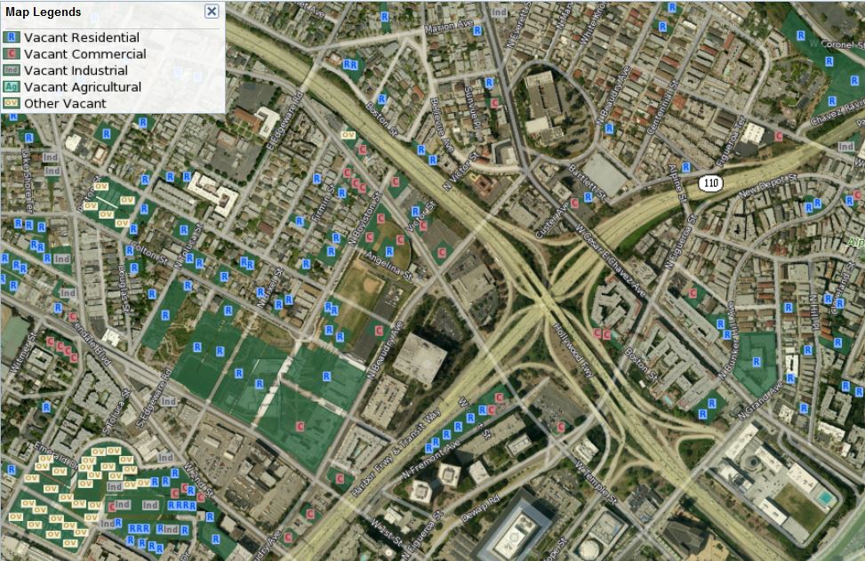 Los Angeles vacant lots map