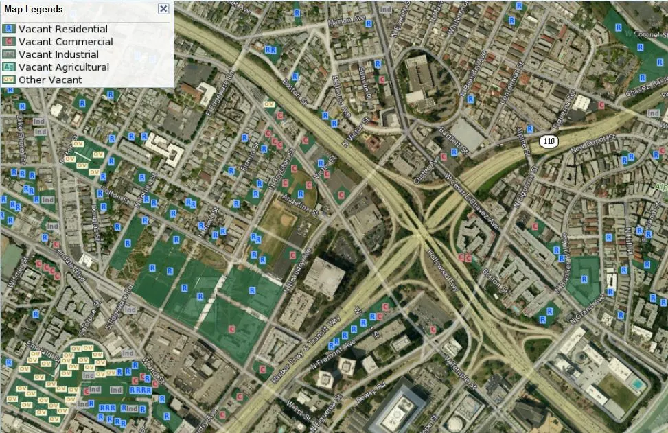 Los Angeles vacant lots map