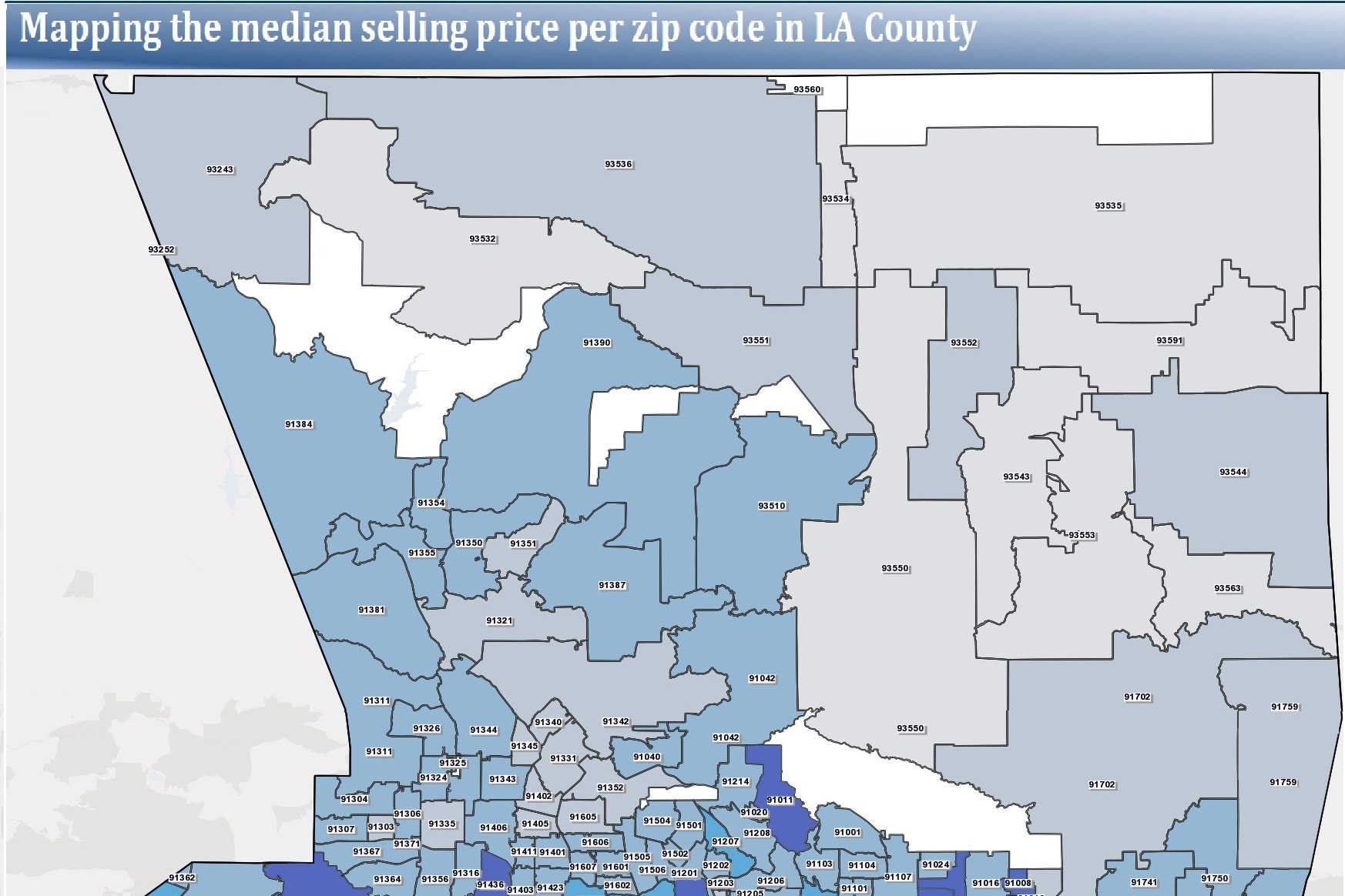 median sale price per zip code in LA County