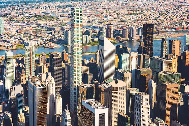Aerial view of Midtown East buildings
