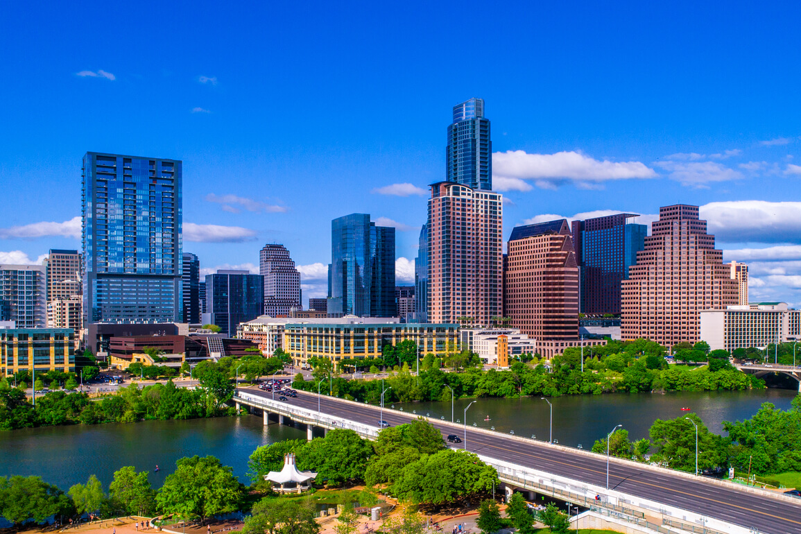 The Austin central business district skyline