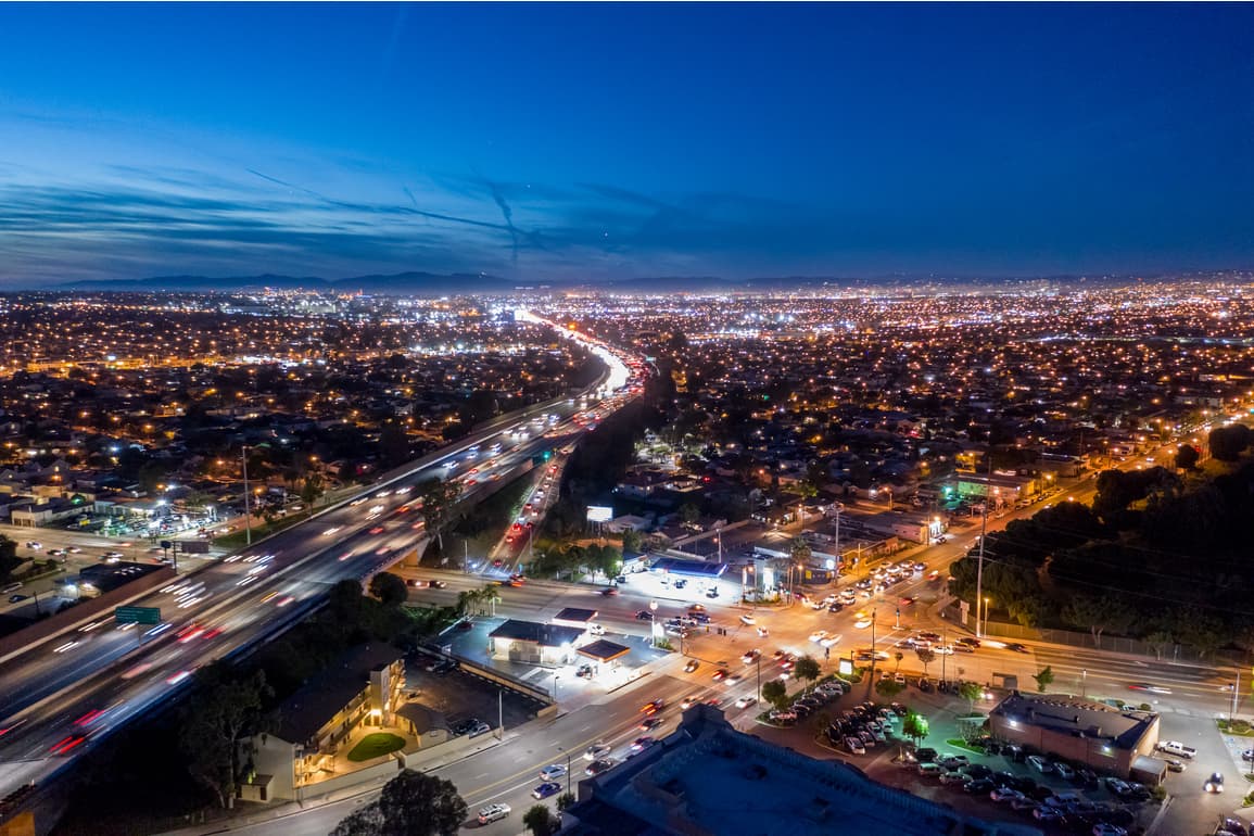 An aerial view of the Torrance, Calif. skyline