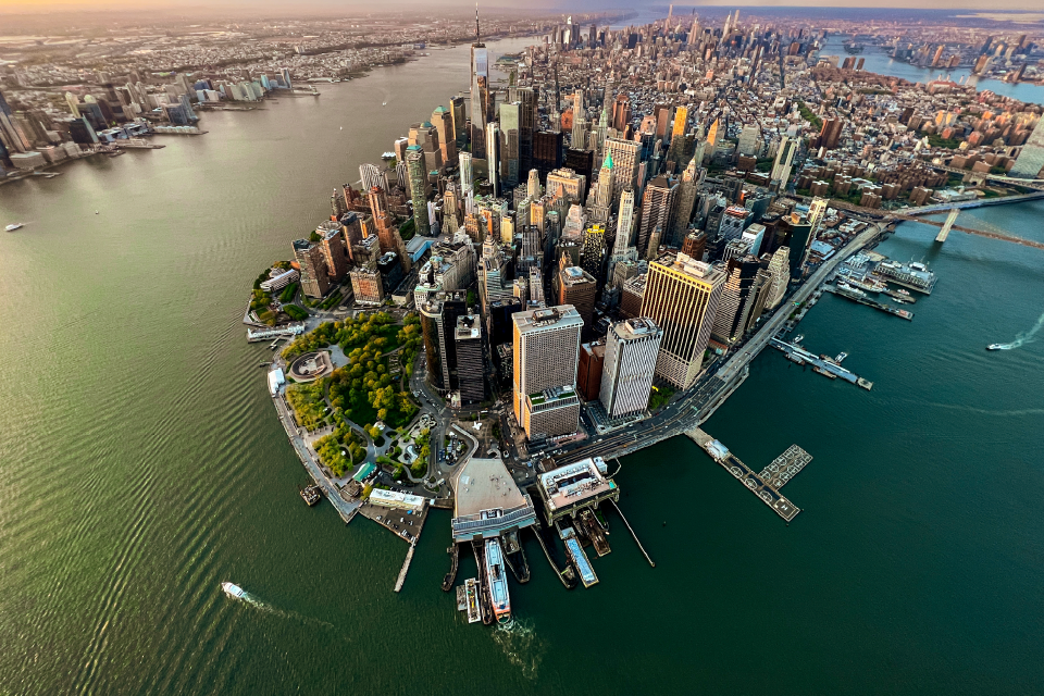 NYC cityscape with Manhattan at the forefront